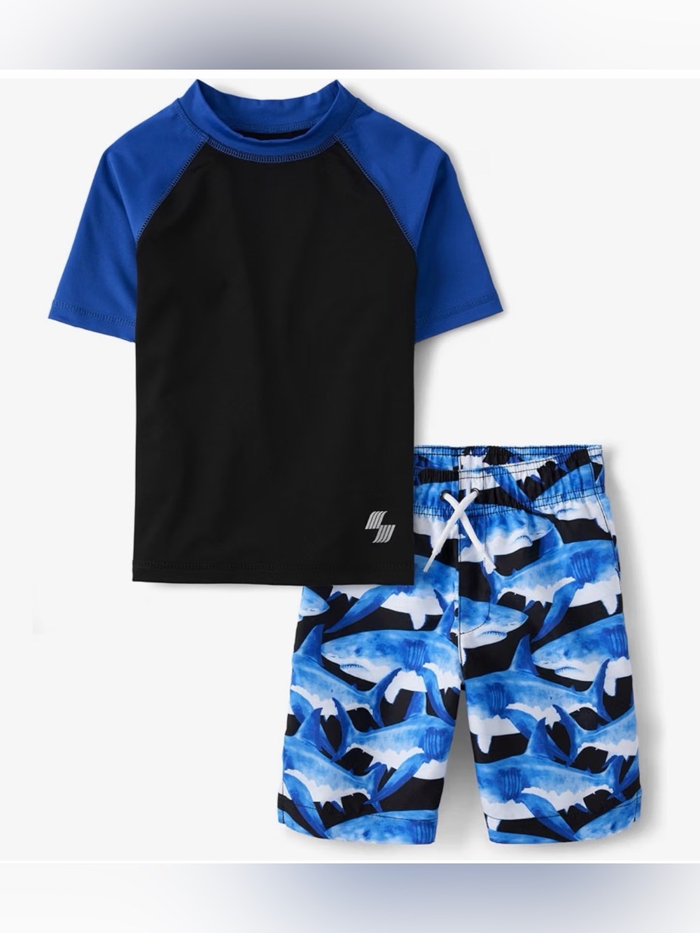 The Children's Place Black & Blue Shark Rash Guard Swim Set
